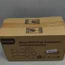 KOMUEE Glass Meal Prep Containers 3 Compartments, 5 Pack 36 oz, Glass Food Storage Containers with Lids, Airtight Lunch Bento Box, Portion Control, Freezer and Microwave Safe (Gray)