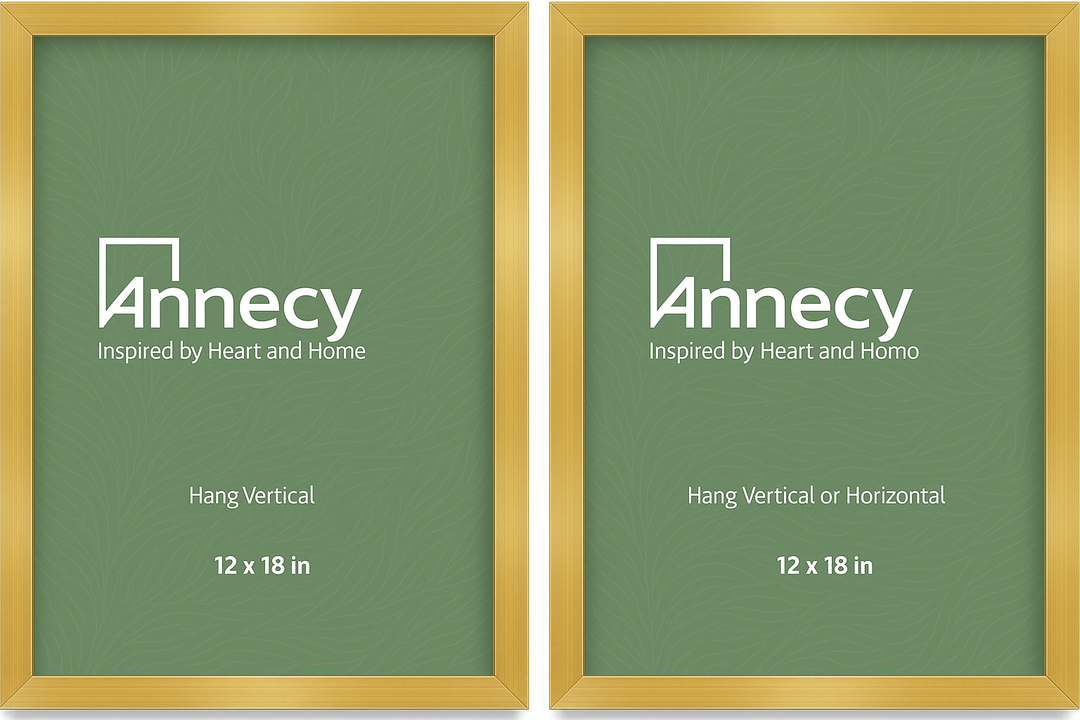 Annecy 12x18 Picture Frame Gold2 Pack, 12 x 18 Picture Frame for Wall Decoration, Classic Gold Minimalist Style Suitable for Decorating Houses, Offices, Hotels