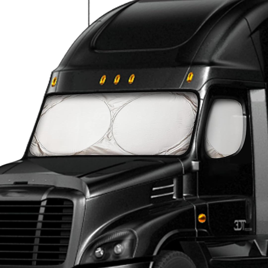 EcoNour Windshield Sun Shade for Semi Truck Windshield | Large Coverage Foldable Front Window Sunshade | Heavy Duty UV & Heat Reflective Sun Visor