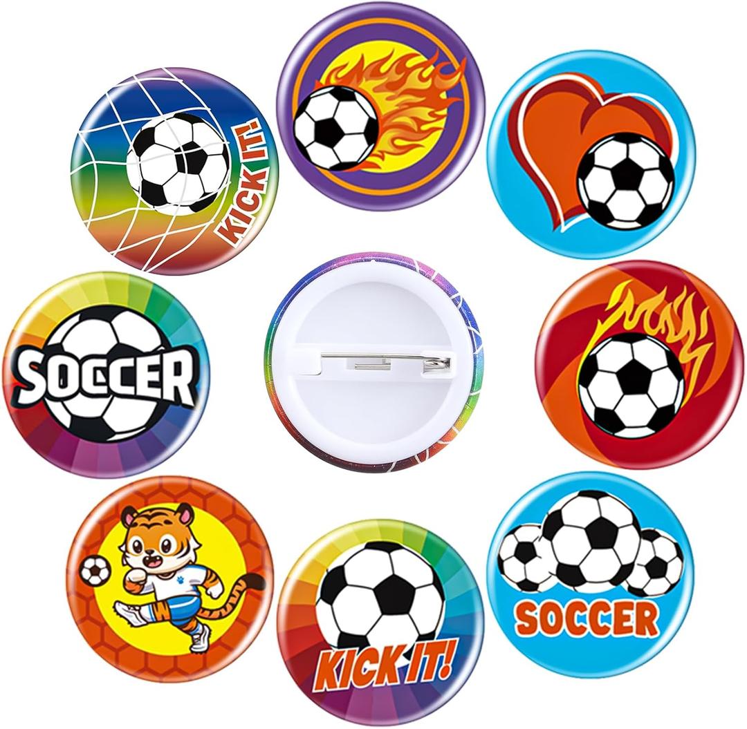 2 x Karenhi 60 Pcs Soccer Buttons Pins Bulk Mini Round Soccer Badge Costume Accessories for Backpack Hat Bag Sports Themed Party Favors Birthday Rewards Gifts