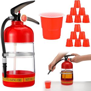 Potchen 2l/70oz Liquor Drink Dispensers Fire Extinguisher with 12 Cups Firefighter Firetruck Birthday Party Supplies Portable Drink Beverage Alcohol Wine Dispenser Pump for Beer Cocktail Whiskey
