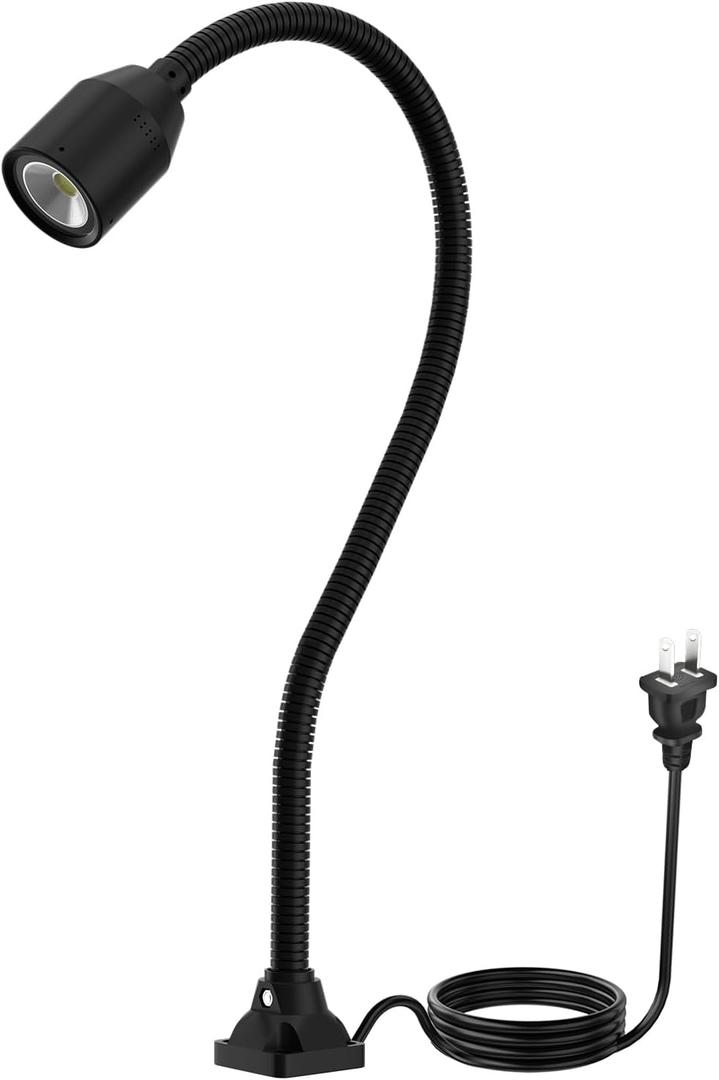 LED Work Lights, 450 lumens COB lamp Beads, Flexible gooseneck Lights, Screw-Fixed Base Drill Lights, Suitable for Lighting Machine Tools, Lathe workbenches, etc.
