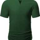 Dokotoo Men Mens Henley Shirts Short Sleeve Summer Casual V Neck Cotton Tee Shirts (L)