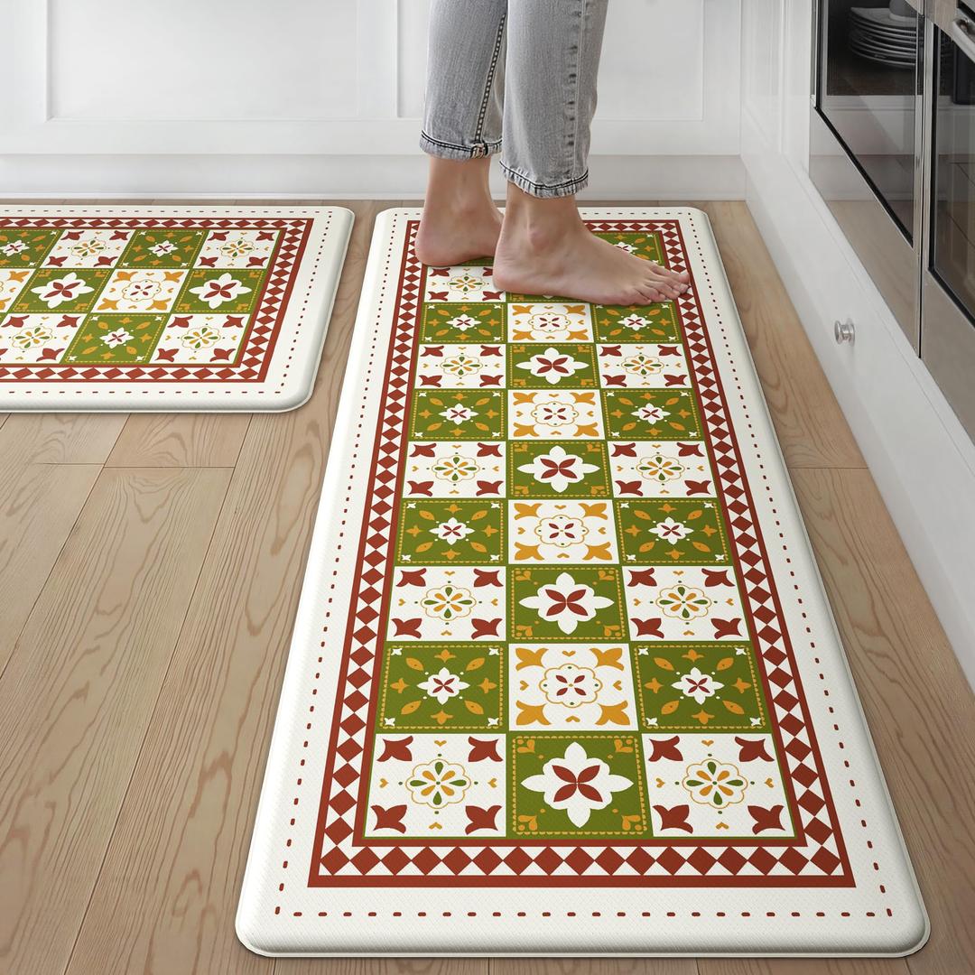 GENIMO Anti Fatigue Kitchen Mats for Floor 23"X71", Runner Rug, Dark Green