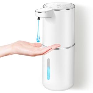 Automatic Soap Dispenser Wall Mounted USB C Rechargeable Electric Soap Dispenser with Sensor 4 Levels Adjustable White for Bathroom Kitchen