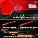 Smoked LED Rear Bumper Reflectors Fog Brake Tail Light Lamps Compatible with Chevy Camaro GEN6 2016-2024 Cadillac ATS XT5 Pontiac Turn Signal Kits (SMOKED)