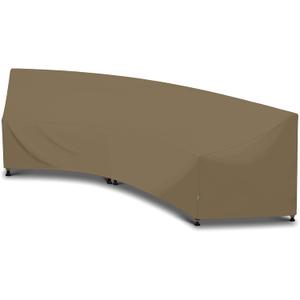 SunPatio Outdoor Curved Sectional Sofa Cover, Heavy Duty Waterproof Patio Couch Cover, All Weather Protection Furniture Protector with Sealed Seam, 190"(back)/128"(front)L x 36"W x 39"/24"H, Taupe