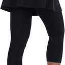 ANIVIVO Women Tennis Skirted Leggings with Pockets, Capris Yoga Leggings with Skirts&Tennis Pickleball Clothing  (Medium, Black)