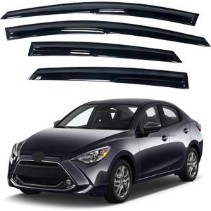 IG Window Visor for Toyota Yaris Sedan 2014-2019, Rain Guard Tape-On Extra Durable Sun Wind Side Vent Window Deflector Mugen Style, 2014 2015 2016 2017 2018 2019 (Sedan Only)