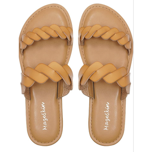 mazeskin Women's Memory Foam Two Braid Band Comfortable Summer Flat Slide Sandals
9
