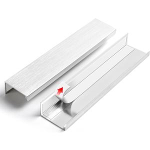 BaiNong 5 Pack 6 inch self Adhesive Cabinet pulls Silvery Cabinet Finger pulls Stick on Handles Cabinet Adhesive Drawer pulls Concealed Edge Seam Handles Flat