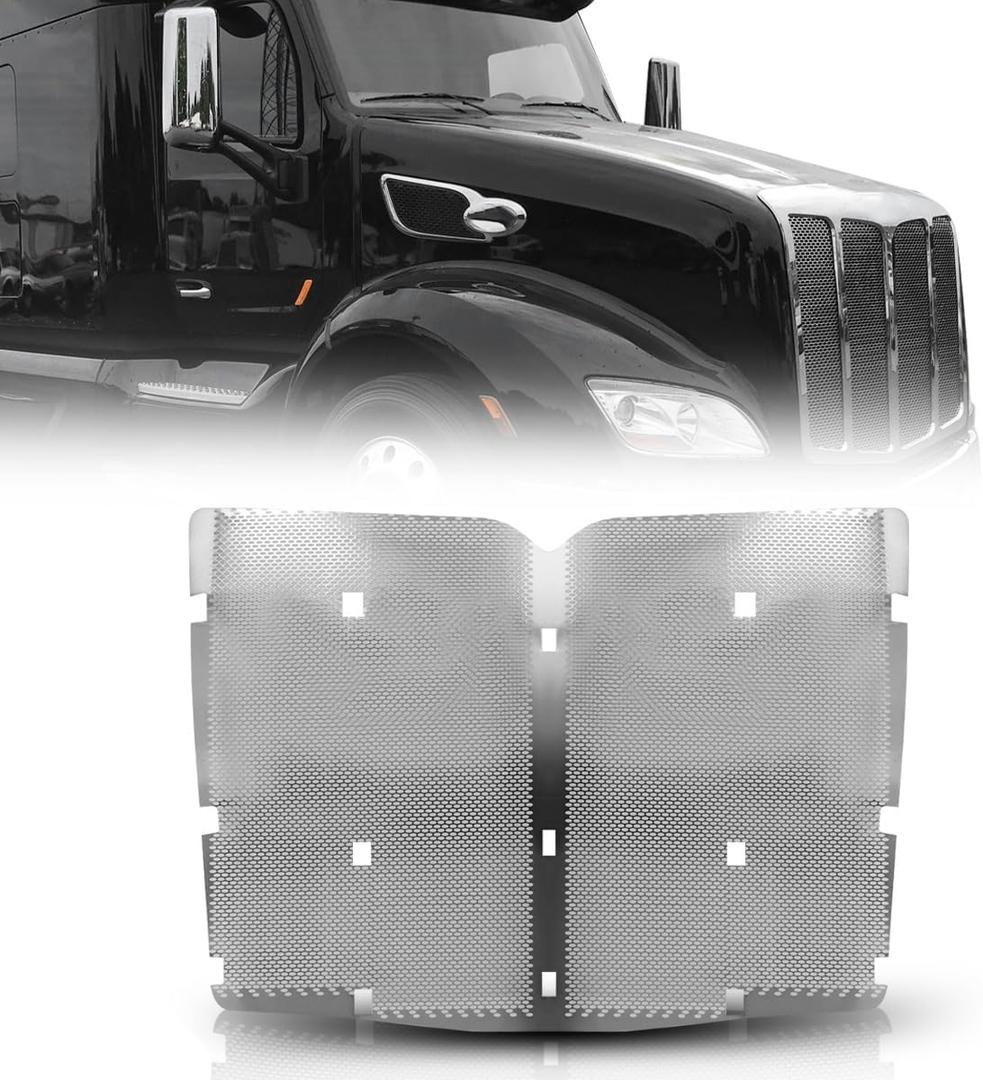 Chrome Front Hood Radiator Replacement Grille Bug Screen fit for 2013-2022 Peterbilt 579