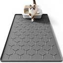 Bulkniu Large Silicone Cat Litter Mat, Waterproof/Urineproof, Litter Recycling, Easy to Clean, Soft on Kitty Paws (22"X34"-Dark Grey)