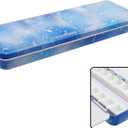 Bitray Medium Metal Empty Watercolor Palette Multifunctional Pigment Palette with 26 Empty Half Pans for Gouache Oil Painting DIY Painting and Air Painting White Blue