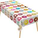Veewon Donut Table Cloth Donut Party Rectangular Tablecloth Picnic Table Cover for Dining Room Kitchen Decoration, 42.52"L x 70.87"W