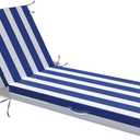 L'AGRATY Outdoor Lounge Chaise Cushion: 72x21x3 Inch Waterproof Lounge Chair Cushion for Outdoor Furniture with Fade Resistant Removable Cover - Patio Cushions for Pool Lawn(Navyblue White 1Pack)