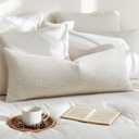 OTOSTAR Linen Throw Pillow Cover Set of 1 Decorative Long Lumbar Pillowcase Rectangle Cushion Cover 14x36 Inch for Home Decor Sofa Bedroom Car 35 x 90CM Beige