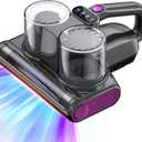 Mattress Vacuum Bed Vacuum Cleaner with UV 16Kpa Suction HEPA Filter 253.7nm UV-C Light & 30000 Rpm/Min Brushroll Rotation & Heating & Ultrasonic Quintuple Tech, Widened Suction Port, 500W, Corded (Dark Gray)