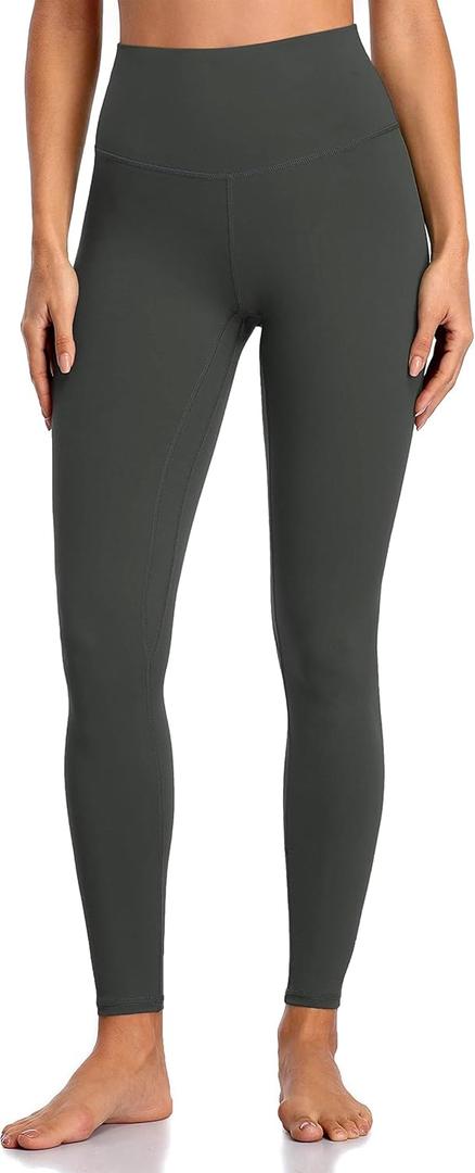 Colorfulkoala Women's High Waisted Tummy Control Workout Leggings Full Length Ultra Soft Yoga Pants 28" (Large, Charcoal Grey)