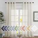NICETOWN Flax Sheer Linen Curtains for Windows 96 inch Length, Grommet Semi Sheer Vertical Drapes Privacy with Light Filtering for Bedroom/Living Room, Natural, W52 x L96, 2 Pieces (52"W x 96"L (Pack of 2))