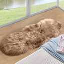 Beige Faux Sheepskin Fluffy Fur Rugs for Bedroom Machine Washable 2x4 Shag Area Rugs for Living Room Office Furry Nursery Rug