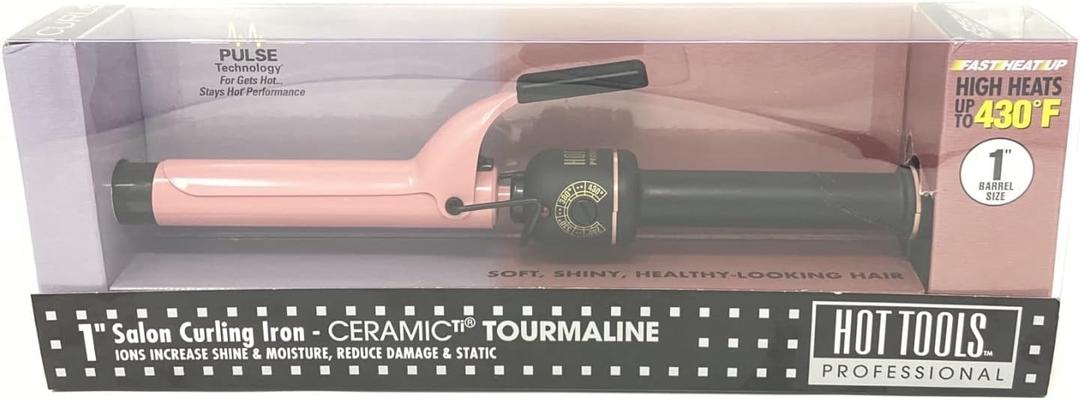 Hot Tools 1" Curling Iron/Wand Ceramic Tourmaline Pink/Black
