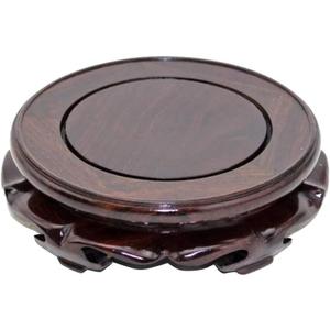 Oriental Furniture Wooden Display Stand Base Lotus Pedestal Vase Base Table Lamp Teapot Base Black Catalpa Furniture Stable Home Decoration Size9 (2.60x1.38in)