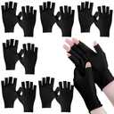 Geyoga Pair of 6 Fingerless Moisturizing Gloves Eczema Cotton Gloves for Adults Half Finger Touchscreen Lotion Overnight Dry Hands for Women Sleeping (Black)