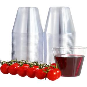 TT 100 Pack 9oz Disposable Plastic Cups - Clear Drinking Glasses, Party Cups for Wedding, Picnic, Travel, Camping & Events TT 100 Pack 9oz Disposable Plastic Cups - Clear Drinking Glasses, Party Cups for Wedding, Picnic, Travel, Camping & Events