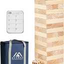 Giant Tumble Tower Family Games for Kids and Adults 60 Blocks New Zealand Pine Wooden Blocks Stacking Up to 5 FT for Indoors Outdoors Yard Games for Family