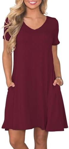 lionstill Women's Casual T Shirt Dress Summer Short Sleeve Swing Dresses with Pockets, 2XL