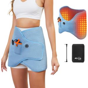 Dual Hip Heating Pad for Hip Support Brace,12V Heated Hip Wrap with 15000mAh Battery and Hot Cold Modes for Double HIPS,Back&Abdomen,Thighs,Shoulders,Portable Electric Heat Pad Belt for Women Men (Up to 52'', Blue)