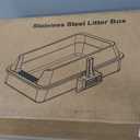XL Stainless Steel Litter Box with Lid, Extra Large High Sided Metal Cat Litter Box with Mat and Scooper, Easy Clean, Non Stick & No Smell