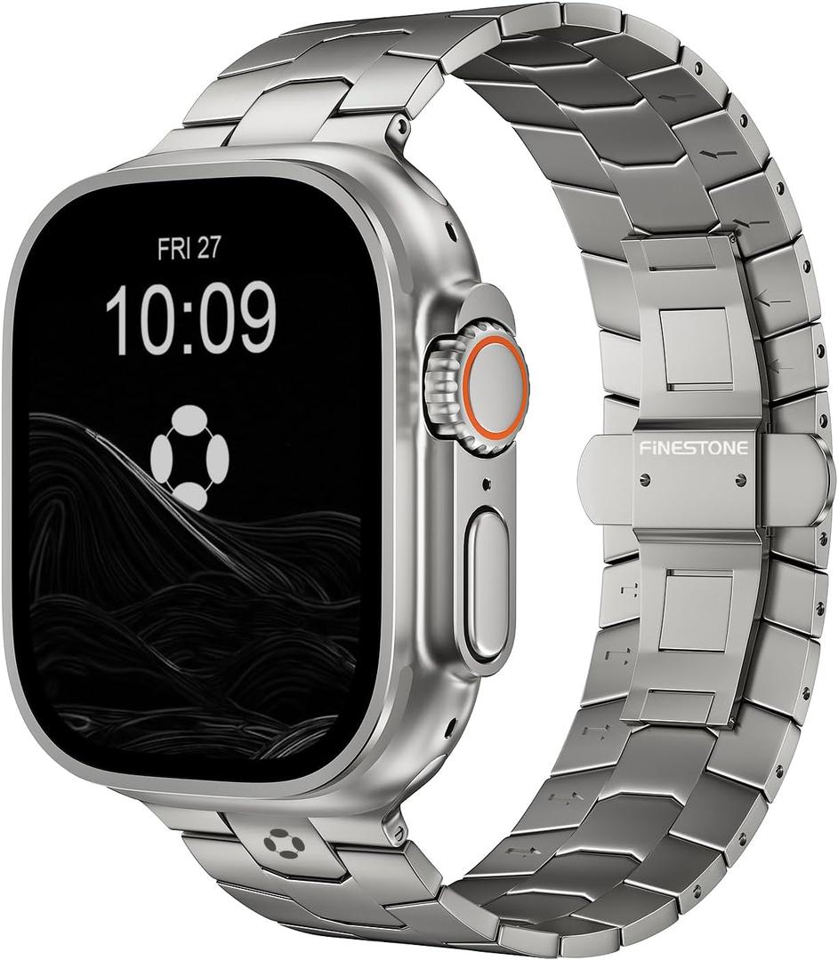 AGIS02 Titanium Band for Apple Watch Ultra 3/2/1 Band 49mm & Series 11/10 46mm, Premium Adjustable Ultra Watch Band for Men with Butterfly Clasp, Durable and Lightweight iWatch Metal Strap