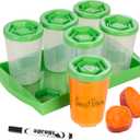 Baby Food Storage Containers with Write What You Want Lids, 6 Pack - 4oz Reusable, Stackable, Leakproof Plastic Jars w Tray- Freezer, Microwave & Dishwasher Safe-BPA/PVC Free, Safe Babyfood, Gift