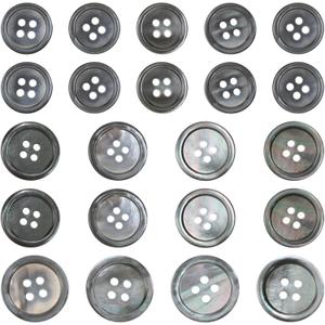 22 Pcs Mother of Pearl Shell Buttons, Natural Gray MOP Shell Buttons Bulk for Men Women 4 Hole Mother of Pearl Button (Grey, 3 Sizes: 15mm, 18mm, 20mm)