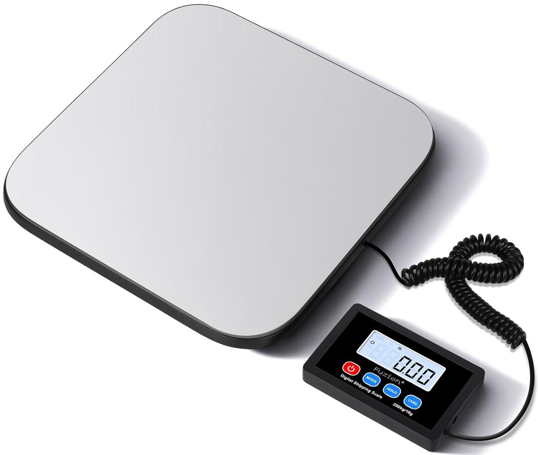 Fuzion-LiftX Shipping Scale, 440LB/200KG x 10g Digital Postal Scale, Hold/Tare Function, Shipping Scale for Packages Small Business/Luggage/Mailing/Postage, Battery & AC Adapter Included