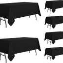 Black Tablecloth 60 x 84 Inch Polyester Fabric Washable Table Cloth Decorative Solid Color Wrinkle Resistant Table Cover for Dining Party Wedding Camping 1 Pack, Black 