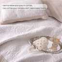 BOV King Size Quilt - Cotton Quilt King Size Bedding Set with 2 Pillow Shams, Pre-Washed Lightweight Cotton Bedspread Coverlet Bed Set for All Season, Floral Embroidery 106"X96" Light Beige Ivory
