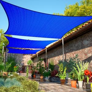 ShadeMart 8' x 16' Blue Sun Shade Sail Rectangle Canopy Fabric Cloth Screen SMSL, Water and Air Permeable & UV Resistant, Heavy Duty, Carport Patio Outdoor