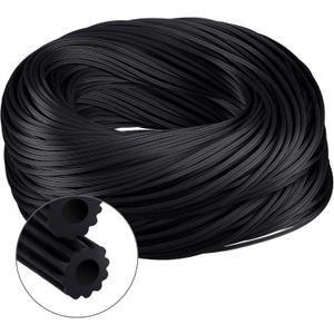 Frienda 250 ft Screen Spline, Replacement Black Window Screen Retainer Spline, Hollow Serrated Door and Window Mesh Shielding Holder for Mosquito Net Fixing, Rubber, Round(0.19 Inch)