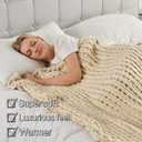Maetoow Tighter Version Chenille Chunky Knit Blanket Throw （60×80 Inch）, Handmade Warm & Cozy Blanket Couch, Bed, Home Decor, Soft Fleece Banket, Boho Thick Blankets and Giant Yarn Throws，Beige, 60''x80''