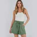 TCHH-DayUp Women‘s High Waisted Elastic Waist Shorts with Pockets - Lightweight Summer Beach Casual Lounge Drawstring Shorts (Teal)