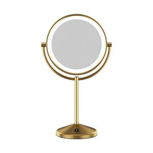 Conair Lighted Makeup Mirror, LED Vanity Mirror, 1X/10X Magnifying Mirror, Double Sided, Battery Operated in Brushed Brass