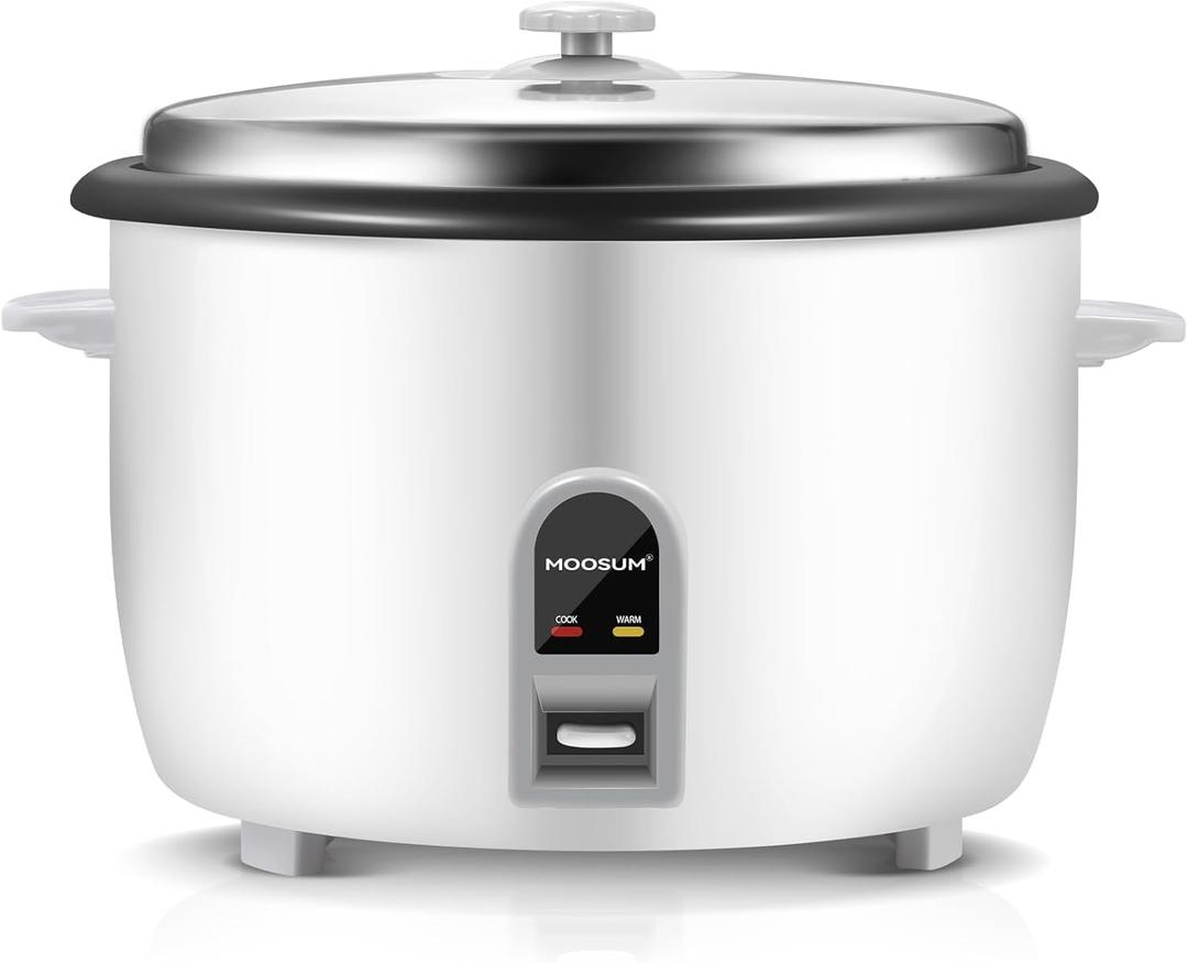 Commercial Rice Cooker, Large Capacity 30-Cup (UnCooked), 60-Cup (Cooked) with One Touch Operation and 12-Hour Keep Warm, Easy to Use and clean, 1600W, White
