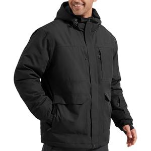 FREE SOLDIER Men's Waterproof Ski Jacket Fleece Lined Warm Winter Snow Coat with Hood Fully Taped Seams, XL