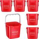 Roshtia 6 Pcs 3 Quart Cleaning Bucket Small Sanitizing Square Bucket Detergent Pail for Home Commercial Restaurant Kitchen Office School (Red)