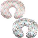 Satin Nursing Pillow Cover Set 2 Pack Ultra Soft Silk Compatible with Boppy Pillow for Breastfeeding Pillow Protect for Baby Hair and Skin Floral & Floral