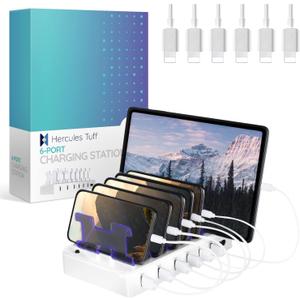 Charging Station for Multiple Devices – 6-Port USB Charging Dock for Apple & Android – Fast Multi-Charger Organizer for Phones, Tablets & More – Universal Desktop Charging Hub with Smart IC Tech