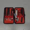 Tweezers Set, Hyxhappy 9 pcs Professional Stainless Steel Tweezers Kit for Facial Hair, Precision Plucker Eyebrow Tweezer Kit with Luxurious Travel Case as Stocking Stuffers Gifts for Women/men (Black and Red)